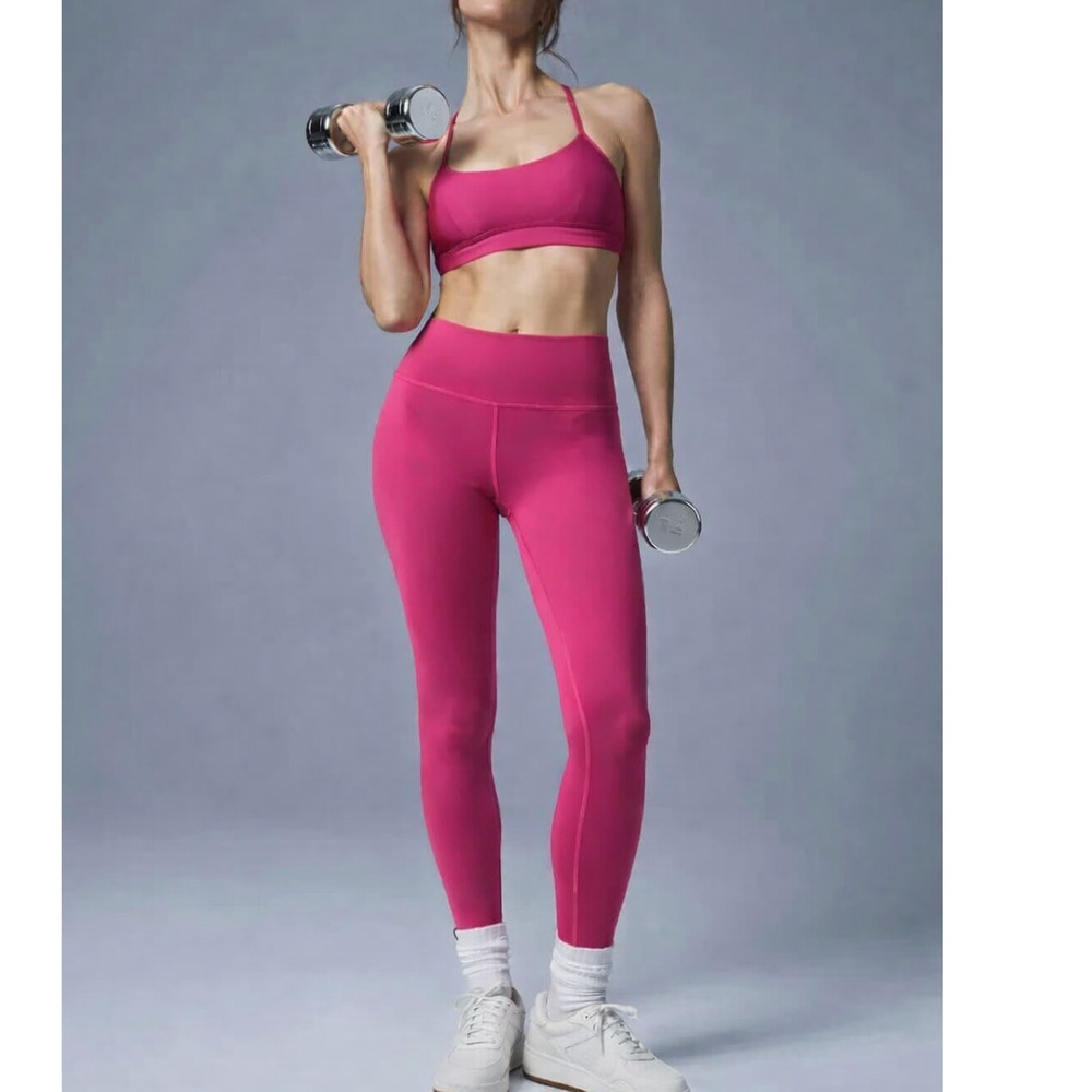 Alo Pink Summer Crush Airlift Intrigue Bra 7/8 High-Waist Legging Set Medium BN